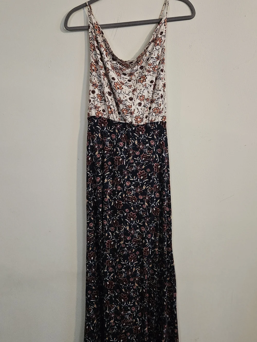 Free People Floral Cowl Backless Maxi Dress - White & Black